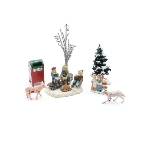 Christmas Village Figurines Vintage Figurine Collection Holiday Winter Scene - Picture 2 of 10